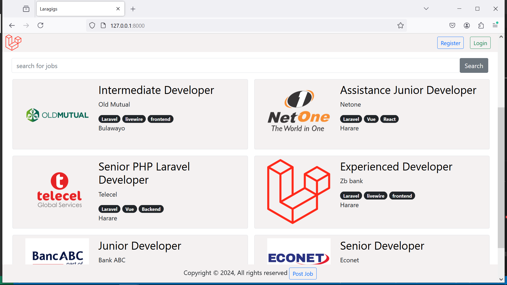 Laragigs Web App
